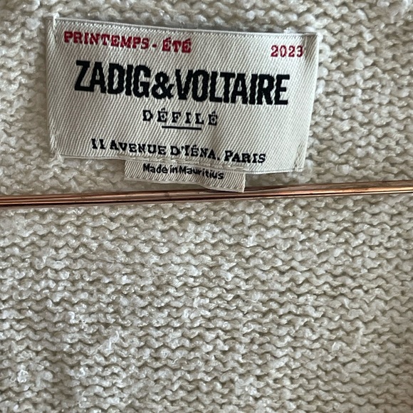 ZADIG & VOLTAIRE NWT Hiko Frayed Trim Silk Blend Ecru And Blue Minidress - Picture 4 of 10